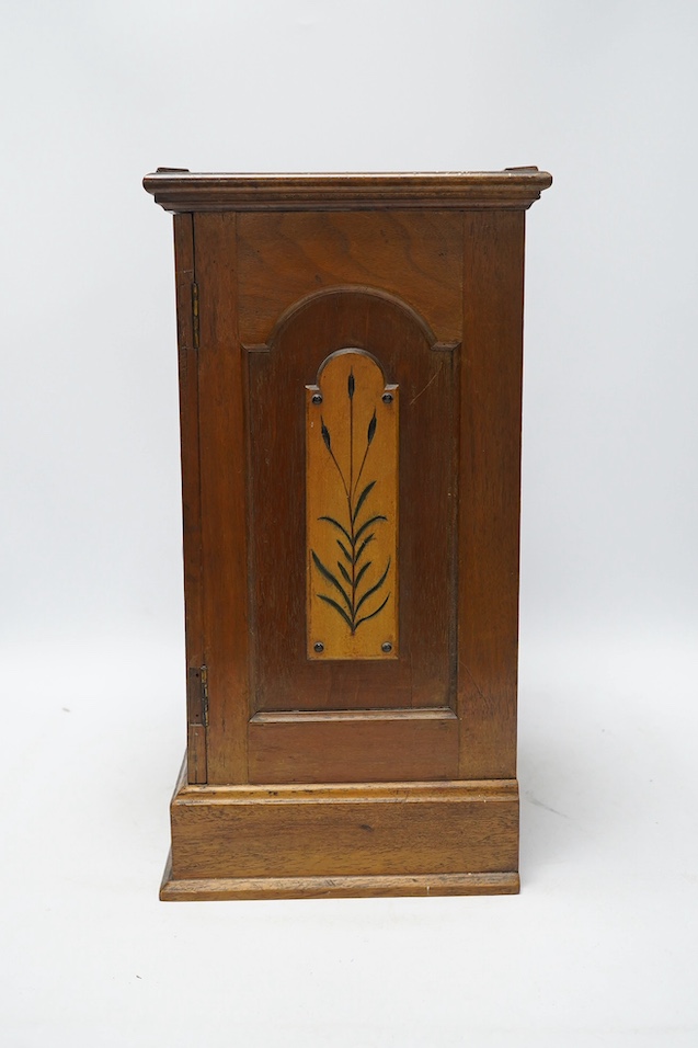 A pair of Victorian Aesthetic period oak table top cabinets, each with five drawers, 38cm high. Condition - fair to good